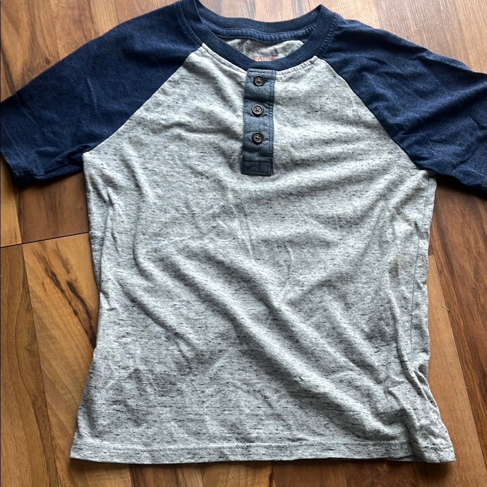 Blue and Gray Short Sleeve Tee with Raglan Sleeves